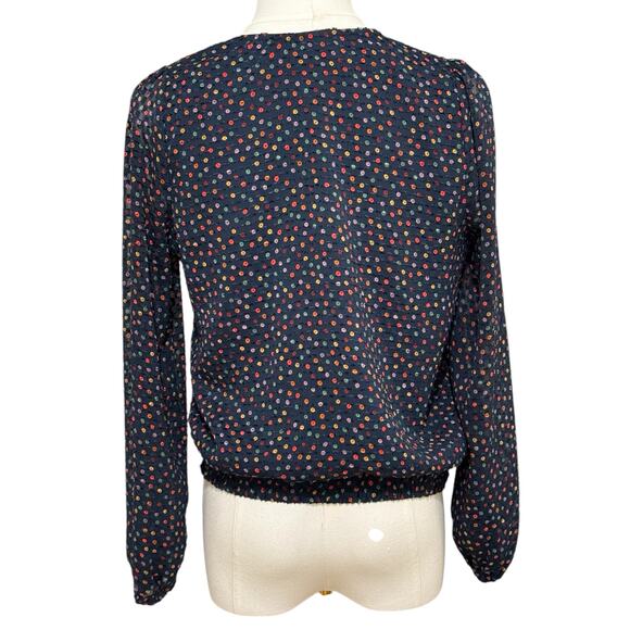 Madewell Navy Lyric Wrap Top in Sugar Mini Polka Dot XS / M - Picture 11 of 11
